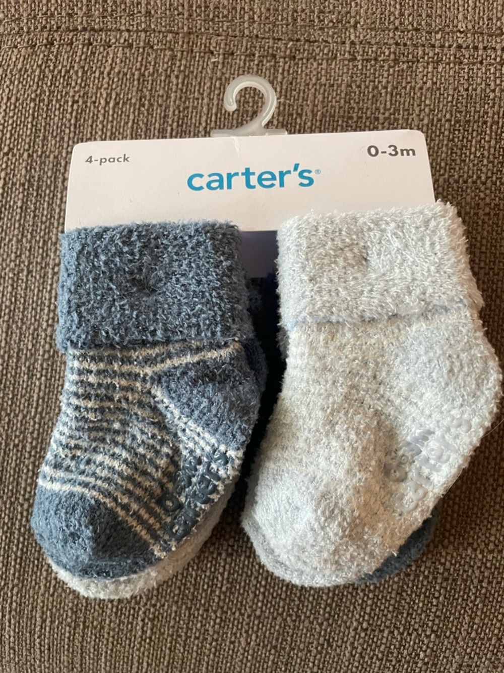 Carter's Baby 4-Pack Fuzzy Socks in Blue and White